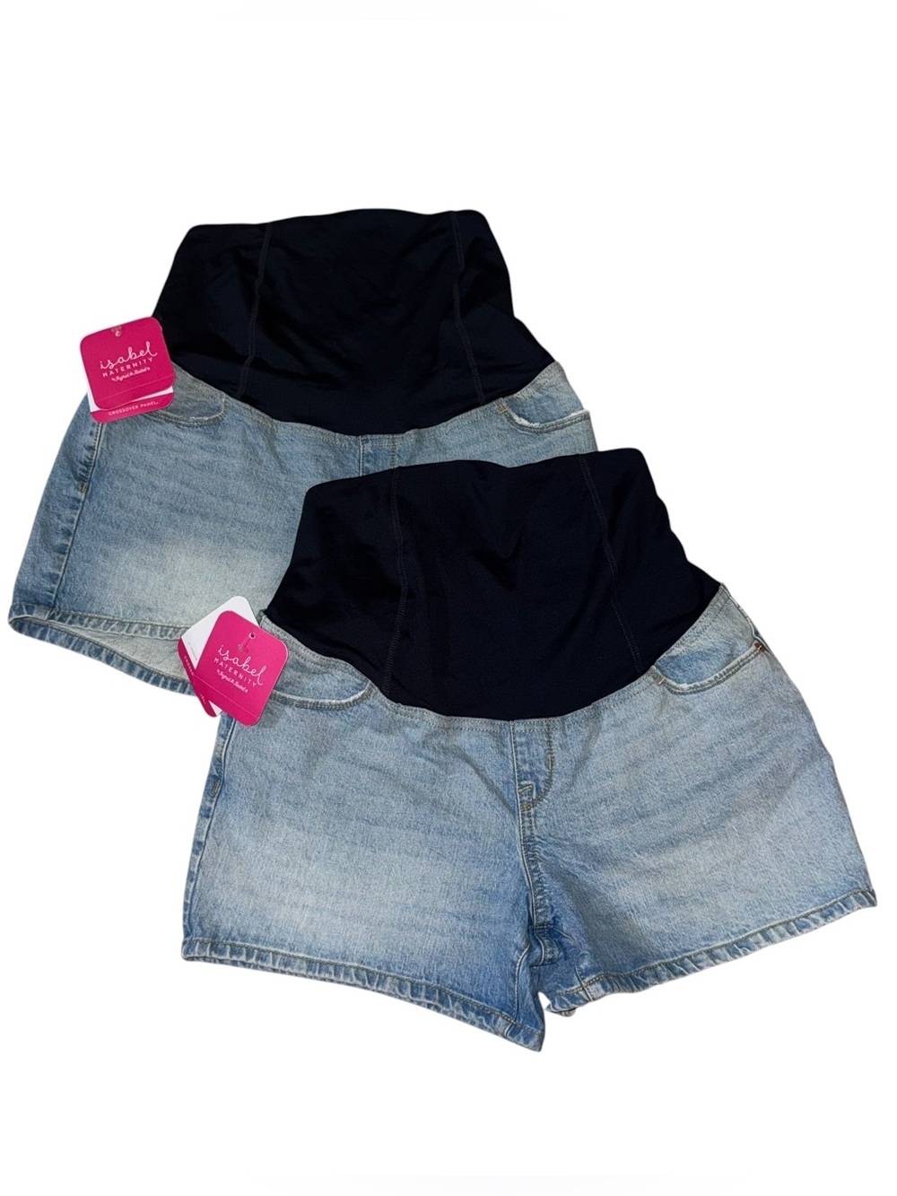 Isabel Maternity Women's Size 6 /28 Crossover Panel Denim Shorts NWT Lot of 2